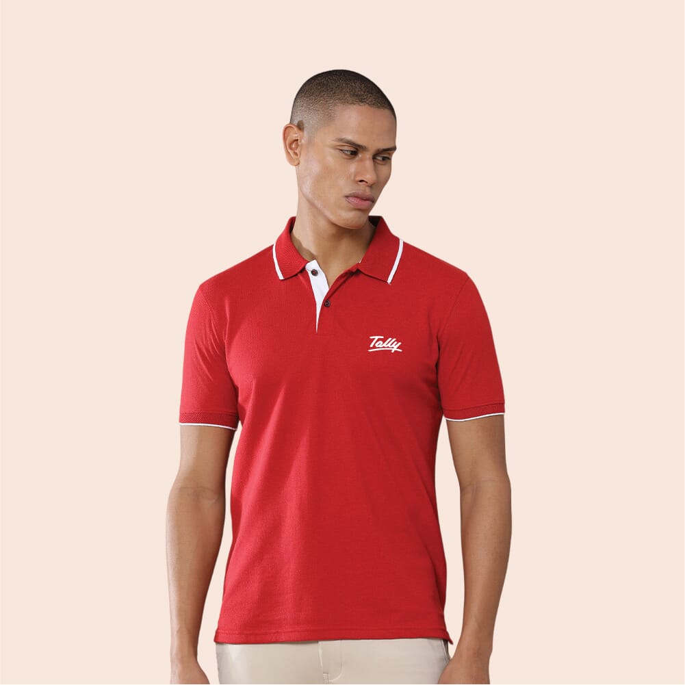 Greys&Blues Jacq Polo T-Shirt-Red with White